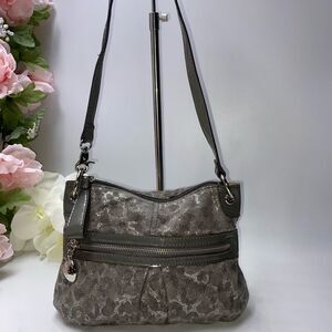 Sienna Ricchi Cheetah Print Crossbody Grey/Silver Metallic Small